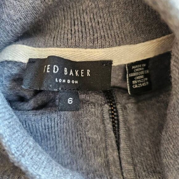 Ted baker mens Sz 6 gray fited merino wool half zip sweater - Picture 7 of 8